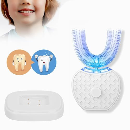 HURRISE Brosse À Dents À Ultrasons, Brosse À Dents Électrique Automatique Sonic En Forme De U À 360 Degrés Brosse À Dents Électrique À Ultrasons Pour Enfants Pour Les Adultes Enfants