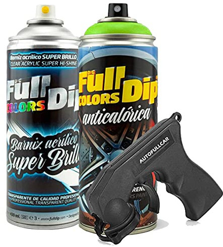 AutoFullCar - Pintura ANTICALÓRICA Acrílica Brillo Full Dip para Pinzas DE Freno - 2 x Spray 400 ml (Verde Lima Brillo)
