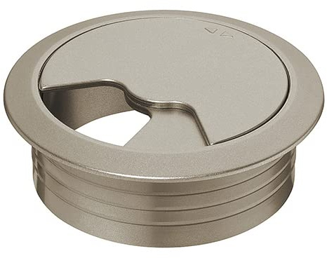 Kabeldurchführung Kabeldurchlass Kabeldose für Schreibtische und Arbeitsplatten, rund, 60 bis 80 mm - in 4 Farben Edelstahl 80 mm - 1 Stück