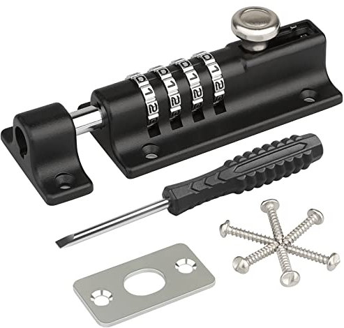 Chiavistello con Combinazione, [Impermeabile] Spopal Serratura a Chiavistelli Scorrevole, Bullone di Bloccaggio a Combinazione per Cancelli Giardino, Capannoni, Armadietti, Nessun Bisogno di Lucchetto