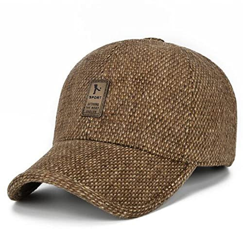 Winter-Baseballmütze Gestrickte Warme Herrenmützen Mit Warmer Mütze Mit Ohrenklappen,Kastanienbraun,(55-59 cm)