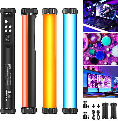 Soonpho 2 Pack Light Wand RGB Handheld LED Light Tube Stick Studio with 4000mAh Battery,CRI 97+,2500K-8500K,Adjustable Brightness 21 Effects for TikTok,YouTube