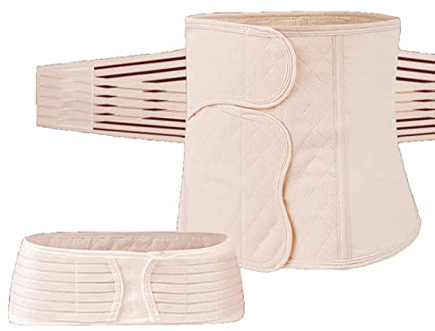 2 in 1 Postpartale Unterstützung Erholung Bauchwickel Unterstützung Bauchbinde für postnatalen Gürtel Body Shaper Taille Becken Body Shaper, 2XL,Natur