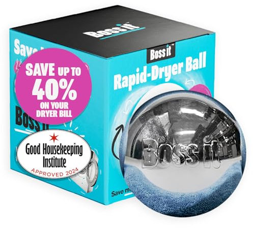 Boss It Tumble Dryer Ball Alternative to Plastic/Wool Tumble Dryer Balls, Saves Drying Time & Reduces Clothing Wrinkles, Ultra Reflective & Lightweight
