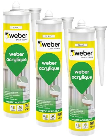 Mastic acrylique, blanc, 300ml, WEBER ACRYLIQUE, WEBER