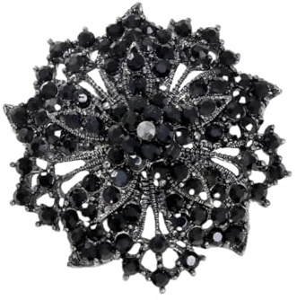 spille gioiello Spilla a forma di fiore con diamanti pieni di gioielli con corpetto di fiori in cristallo di diamanti grande spilla a ghirlanda accessori per maglioni nero