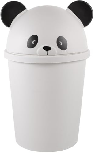 TOVINANNA Poubelle Panda 12l avec Couvercle Corbeille Plastique Solide Poubelle Réutilisable pour Bureau la Cuisine et Salle de Bain Fonctionnelle pour Maison et Extérieur