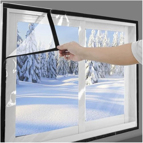 Xrdbfd Thermo Cover Fenster-isolierfolie, Innenfenster-schrumpffolien-kit, Thermofolie Fensterfolie, Transparentes Wetterfest Fenster-isolierfolie Thermo Cover,WxH-95x140cm/37 * 55in