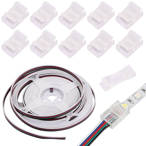 Shengxi 10m 5-Pin LED Kabel DC 12V-24V + 10 PCS 5-Pin 12mm Strip RGBW Streifen für 12mm Breite SMD 5050 RGBW LED Streifen