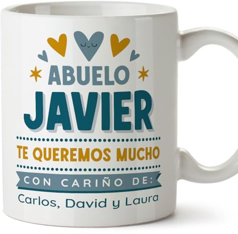 MUGFFINS Tazas Personalizadas para ABUELO - En Español - Te queremos mucho_Abuelo - 11 oz / 330 ml - Regalo personalizable original y divertido