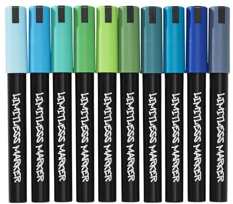 Panduro Limitless Markers | Wasserbasierte Acrylstifte | Seven Seas Set | 10 Farben für alle Oberflächen