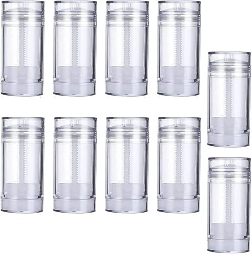 Minsily 75 ml Leere Deo-Behälter zum Aufdrehen Nachfüllbare Tuben, Kunststoff Deo-Behälter, Rund Leer Lippenstifthülsen, Leer Deo-Tube für DIY Lippenstift, Buntstift, Chapstick,Transparente,10 Stück