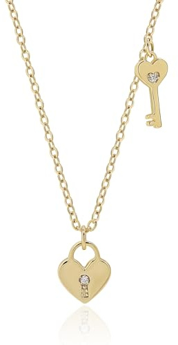 Meissa Key Lock Pendant Necklace for Women Girls Gold Heart Charm Necklace Heart Padlock Necklace Padlock Collar Choker Silver Heart Pendant Necklace Mother's Day Jewelry Gift