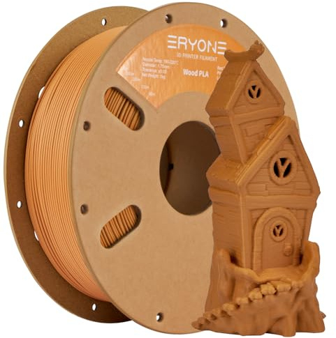 ERYONE Wood PLA filament 1,75 mm, 3D-skrivarfilament PLA 1,75 mm +/-0,03 mm för 3D-skrivare och 3D-pennor, 1 kg/spole, tall