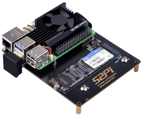 GeeekPi NU08 PCIe M.2 M-Key NVMe SSD PCIe Peripheral Board for Raspberry Pi 5, Supports 2.5 inch USB HDD, Compatible with M.2 NVMe SSD 2230 2242 2260 2280