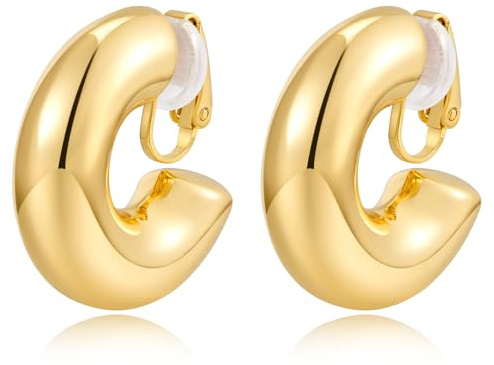 LILIE&WHITE Ohrclips Gold Ohrstecker für Damen – Modische, langlebige und farbbeständige Ohrclips, Geschenk für Geburtstagsfeiern und besondere Anlässe