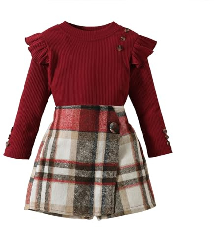 Miipat Completini Bambina 2pcs Set di Vestiti Autunno Inverno Bambini Ragazze Abiti Maniche Lunghe Pullover con Mini Gonne Set di Abbigliamento Abiti per Ragazze 100 2-3 Anni