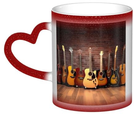 XDCYWBZDBC Guitar Collection Kaffeetassen und Tassen, große Teetassen und heiße Schokoladentassen, heiße Getränke, groß, orientalisch, klassisch, ausgefallene Tassen, das beste Geschenk für Paare,