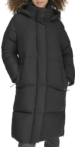 Levi's Women's Cloud Puff Hooded Midlength Puffer Jacket, Black, Medium