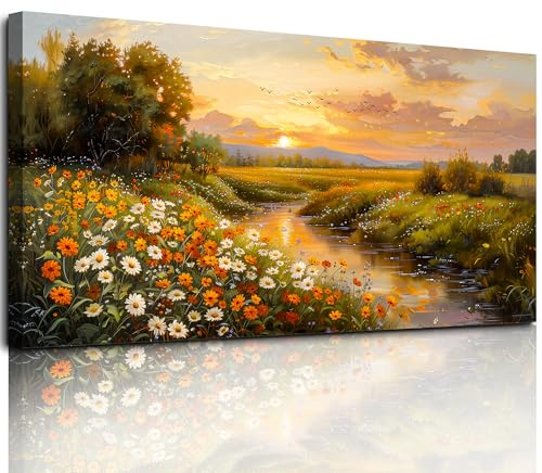 MHARTK66 Modern ästhetische Bilder Wohnzimmer Blumen Gemälde 60x120 cm | hd-druck mit klaren details, leichtes aufhängen, schnelle montage, flexibel einsetzbar und ideal als passende geschenkidee