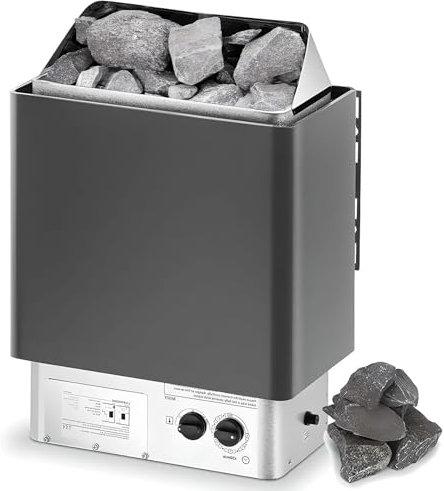 Electric Sauna Heater,Stainless Steel Sauna Oven,Wet and Dry Bath Sauna Oven with Internal Controller,Sauna Heating Stove with 0-110℃ Temperature Control & 3H Timer,for Home Hotel Spa Shower(6KW)