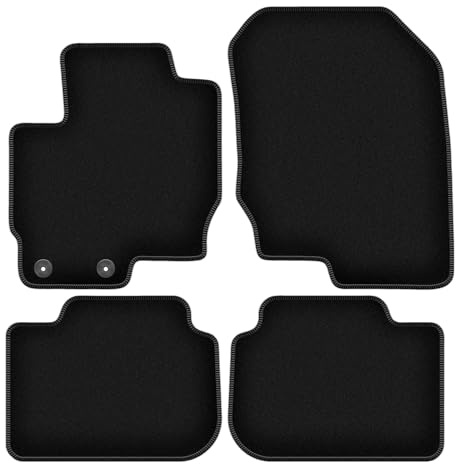 Wielganizator Velours Fußmatten passend für Mitsubishi Colt VII (2008-2012) | Qualität: Basic - Genaue Passform, rutschfeste Untregrund 4-teilig - Schwarz