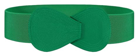 JasGood Damen Breiter Elastischer Taillengürtel Stretch Kleider Gürtel für Damen Hüftgürtel mit Modische Schnalle,Grün,100cm