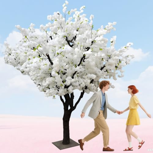 MOFGOE Árbol de los Deseos de Seda Artificial de Gran tamaño, Cerezo Blanco Artificial, árbol de Seda con Flores Artificiales para exhibiciones, decoración de Bodas