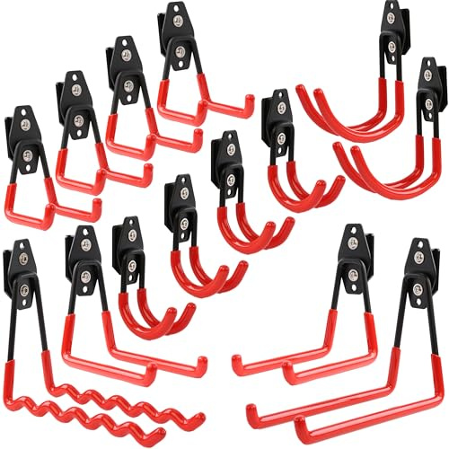 botle Lot de 14 crochets à outils Qbrick Système de valise pour outils droits et en forme de U S, M, L, en acier avec PVC, garage, atelier, outils électriques, double crochet, charge maximale : 30 kg
