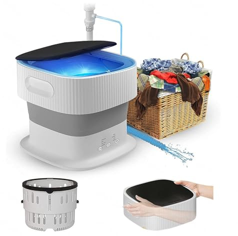 Lavatrice portatile per appartamenti, lavatrice portatile da 9 litri con centrifuga, carico e scarico automatico dell'acqua, piccola lavatrice portatile per appartamenti, lavanderia, campegg
