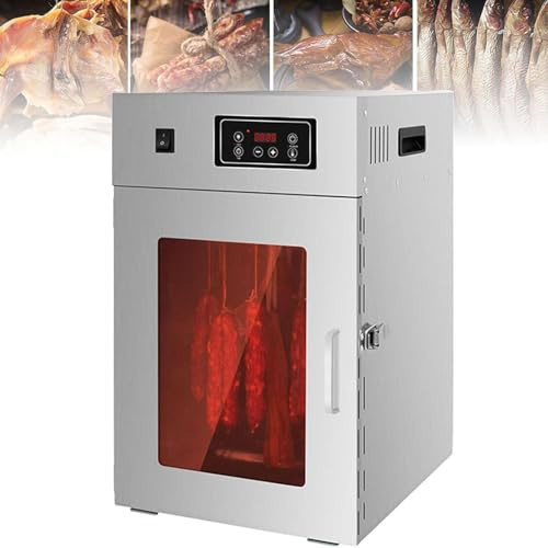 DIUNAOZI Essiccatore Alimentare con Pannello di Controllo A LED, 800 W,Essiccatore Rotante in Acciaio Inox con 14 Ganci, Controllo della Temperatura da 30 A 90 °C per Salsicce, Pancetta, Pollo