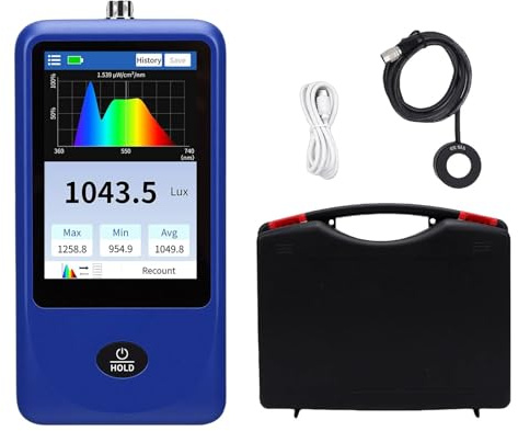 Light Meter, Light Spectrum Meter Handheld Spectrometer Spectral Illuminance Meter 1 Million Lx Range Measure Color Temperature Renderi