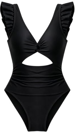 ZXTGBQ Bañadores MujerCuello en V Sexy Push Up Traje de Baño de Una Pieza Fruncido Reductores Barriga Traje de Bañoo, Bañador Reductor Mujer Barriga Trajes de Baño, Bañador Mujer Una Pieza