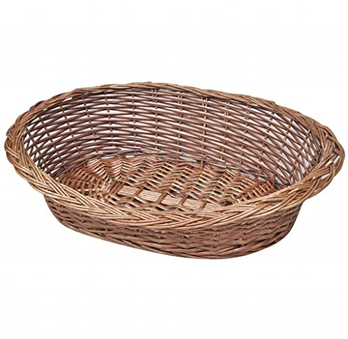 Qnhdfrt Hundekorb aus Weide Natur 69 cm - Stabiles Weidenkörbchen für kleine Hunde und Katzen - Klassisches Tierbett geflochten für drinnen und draußen - Schlafplatz Korb weidenfarben
