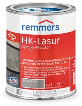 Remmers HK-Lasur 3in1 Grey-Protect anthrazitgrau, 0,75 Liter, Holzlasur für Vergrauung außen, 3 Holzschutz Produkte in einem, Feuchtigkeit- und UV-Schutz