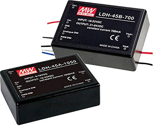 Mean Well LDH-45B-700WDA - Driver LED a corrente costante, 44,8 W, 700 mA, 36-64 V/DC, dimmerabile, Dali, carico continuo