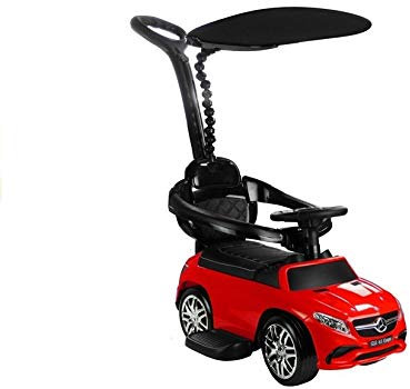 BSD Kinder Rutschauto, Rutscher für Kinder, Rutscherfahrzeug, Ride On, Kinderfahrzeug, Spielzeugauto, Kinderauto mit Baldachim und Musik Panel - Mercedes GLE 63 - Rot