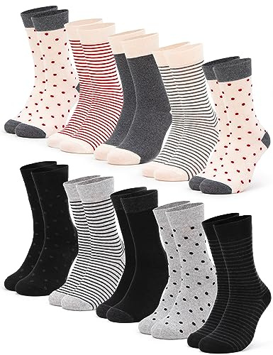 Occulto calcetines mujer pack de 10 (modelo: Michaela) Rojo,Negro 35-38