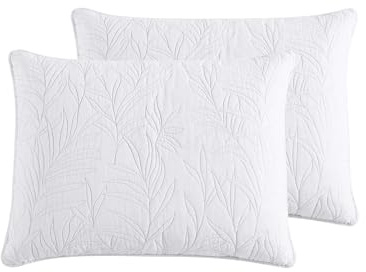 Tommy Bahama Home | Costa Sera Collection | 100% weiche, gebürstete Baumwolle, vorgewaschen für Weichheit, 2er Pack Standard Sham Set für Schlafzimmer-Dekor, 53,3 x 68,6 cm, weiß