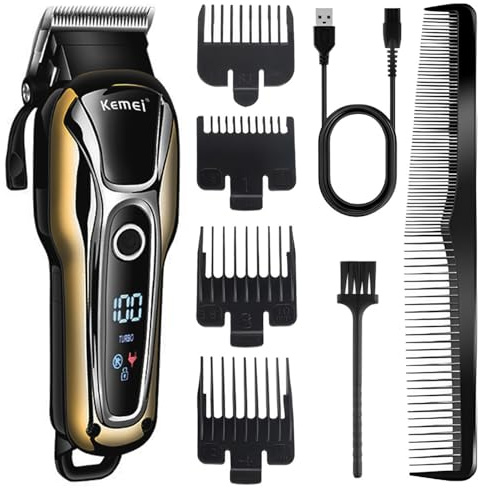 KEMEI Haarschneidemaschine für Herren, professionelle Haarschneidemaschine Bartschneider Barber Haarschnitt Fellpflegeset Maschine schnurlos leise.KM-1990