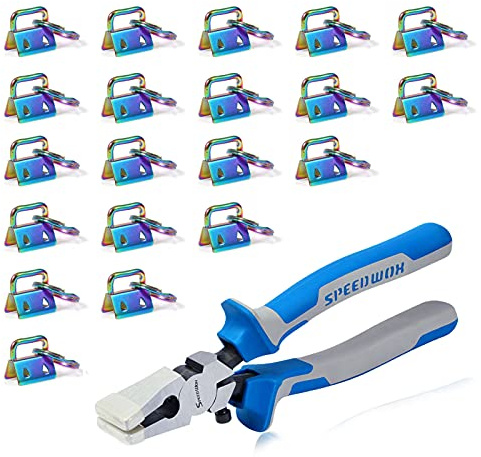 SPEEDWOX 20 pezzi 2 cm arcobaleno portachiavi hardware con set di pinze per portachiavi, pinze per rottura vetro da 20,3 cm con punte in gomma, ganasce piatte, hardware con anello portachiavi per