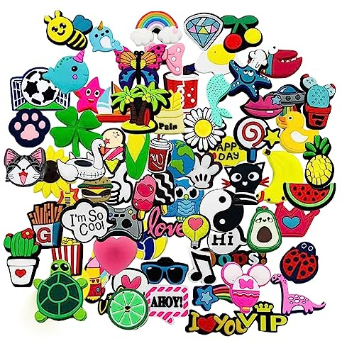 VEGCOO 30/60pcs Adornos para Zapatos, Pins Decorativos de Dibujos Animados Adornos Crocs y Encantos para Zapatos, Decoración de zapatos para Adultos, Niños y Niñas (30 pcs)
