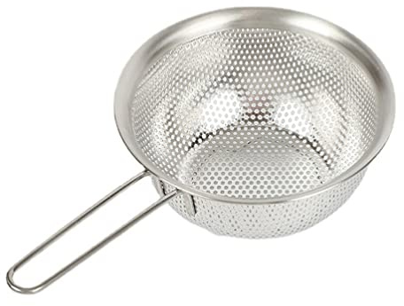 Rührschüsseln Edelstahl Sieb mit Griff Küchensieb Nudelsieb Haushaltssieb Micro Perforierte Sieb Abtropfsieb feinsieb Schnappsieb Stielsieb für Salat Nudeln Reis 19. 5cm