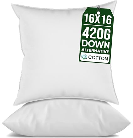 Raajsee Cushion Inserts 40cm x 40cm /16 x 16 Inch (white, Pack of 2)–Square Cushion Pads Stuffer Filler - Decorative Sofa Cushion Inner, Couch Pillow Stuffing