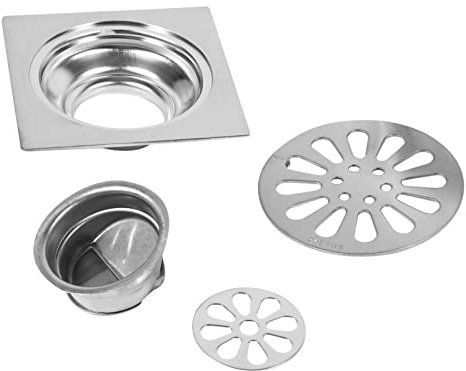 Siphon de Sol Carré Anti-Odeur en Acier Inoxydable épais Couvercle de Siphon de Sol de Salle de Bain Carré Anti-Odeur Égouttoir de Douche pour sous-Sol de Garage de Cuisine(#3)