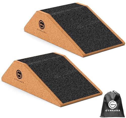 Gymkara Kork-Kniebeugen-Keilblock, 2er-Pack, erhöhter Kniebeugenkeil und Wadenerhöhungsblock – schräge Board für Kniebeugen, um Muskelbelastung zu vermeiden und die Kniebeugenform zu optimieren