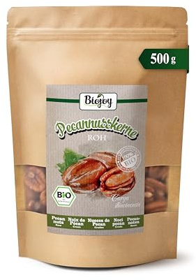Biojoy Noci pecan BIO a metà, naturali, gherigli di pecan, 500 g | Crude, non tostate, non salate, dal Messico