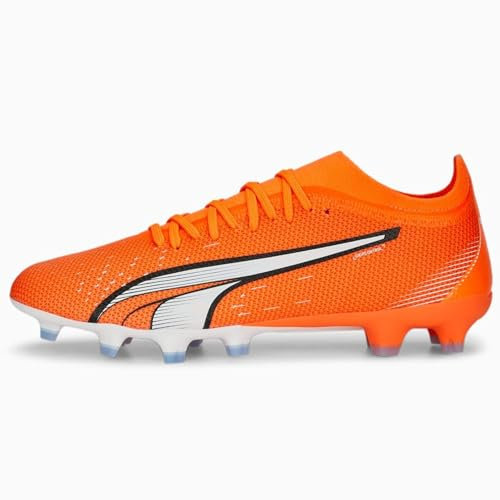 Puma Men's Ultra Match Firm Ground/Artificial Ground Soccer Cleats Ultra Orange/Puma White/Blue Glimmer - 10721701