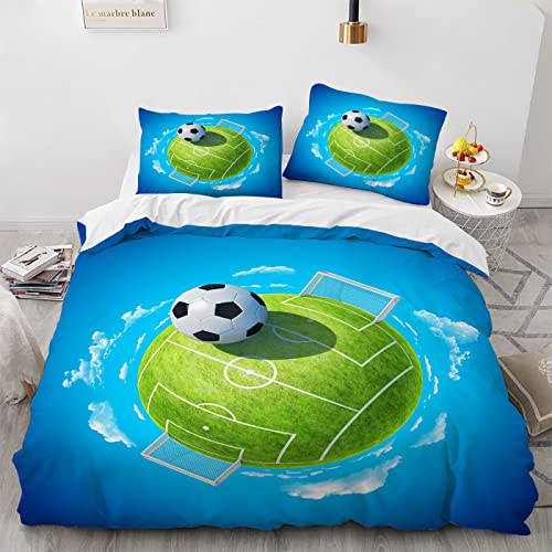 200 X 200 Cm Ropas De Cama Futbol Funda Nordica Cama 200X200 Impresión 3D Funda Nordica Infantil Cama 135 Microfibra Suave con 2 Fundas De Almohada De 40X75Cm
