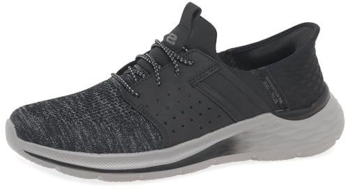 Skechers Garner Newick - Zapatos sin Cordones para Hombre, Tela sintética Negra, 47.5 EU